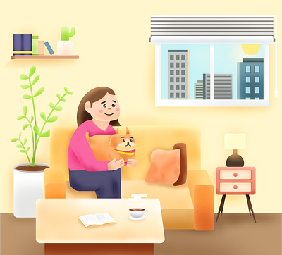 Stay Home character coffe design digital illustration dog home human illustration mom photoshop room