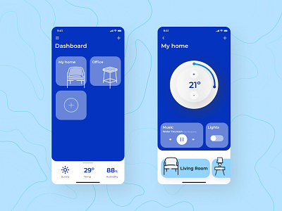 Daily 21 | Home Monitoring Dashboard daily 100 challenge daily ui dailyui dailyuichallenge home home dashboard home monitoring lights smart home smarthome thermostat ui