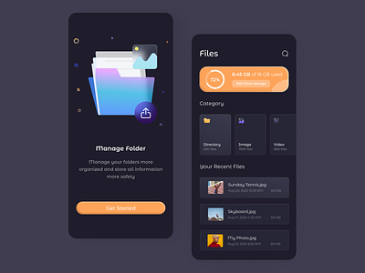 Dark Mode - Folder Management App app design illustration typography ui ux