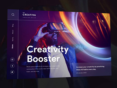 Creativa - Creative or Die animation clean cyber dark dark ui elegant header homepage inspiration landing page microinteraction minimal minimalist simple trend ui user interface web animation web design website