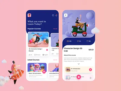 Online courses app 3d app design course design education app illustration mobile app mobile apps online study app