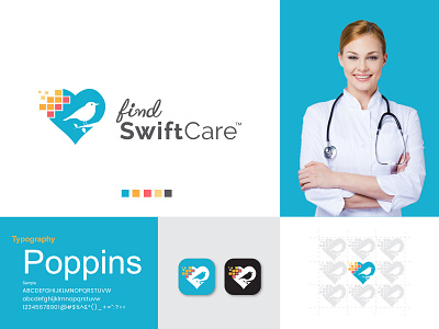 Healthcare Logo app logo bird logo brand identity design branding care logo health insurace logo health logo healthcare app logo healthcare logo logo design inspiration logo designer logodesign love bird logo modern logo pixel bird logo pixel logo swift care logo teal yellow salmon