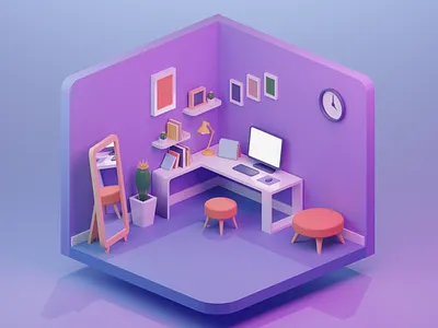 freelancer workstation 3D illustration 3d blender freelancer working space workplace workstation