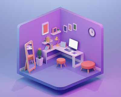 freelancer workstation 3D illustration 3d blender freelancer working space workplace workstation