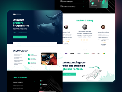 Trading Course Landing Page elearning finance glassmorphism landing page market trading web design