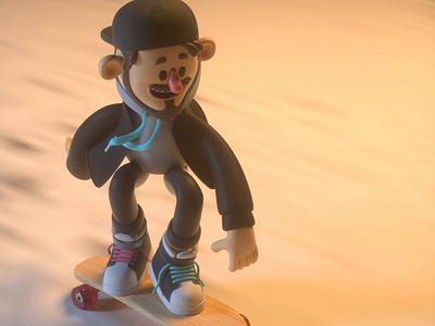 Skate 3d c4d character design illustration render skate