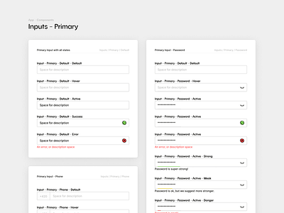 Lemonero - Inputs autolayout design system error figma ui input input box input field input fields label password phone success variants