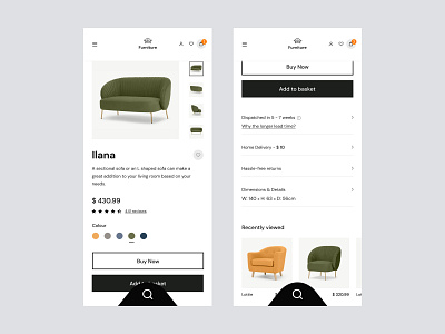 Ecommerce Product Details business app cart page checkout details ecommerce ecommerce app furniture app furniture store halal lab interface menu mobile online shop online shopping online store productdesign search ui