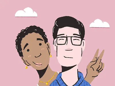 Happy Couple illustration man peace procreate simple woman