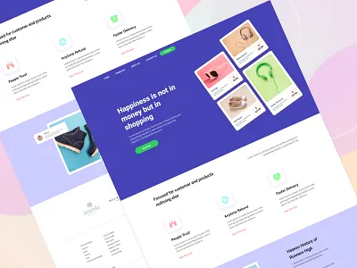 Product feature landing page color ecommerce product design shop ui ux website design