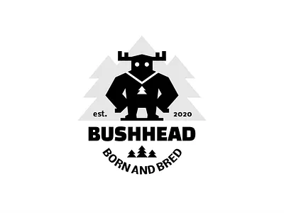 BUSHHEAD bigfoot character forest horns medallion pendant sign spruce tree yeti