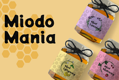 MiodoMania - Honey Labels bee bottle brand brand design design honey honey bottle honey jar illustration label labels lavender lemon package package design product product design raspberry