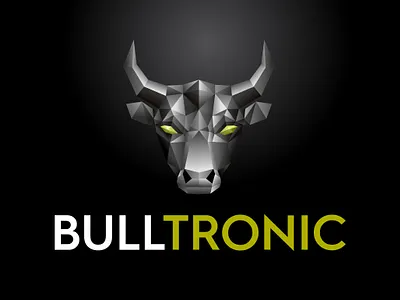 BULLTRONIC Logo Design - Geometric Bull Logo 3d bull 3d illustration 3d logo 3d logo design bull design bull head bull logo geometric bull polygonal polygonal bull stocks