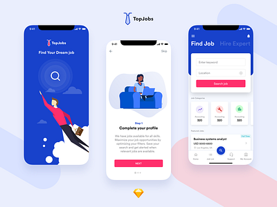 Top Jobs - Job Portal app design mobile app sketch app ui design uiux