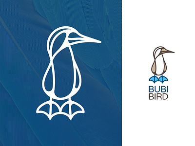 Booby Bird Logo animal bird blue bluefeet booby branding bubibird design feet flying gedas meskunas glogo icon illustration line lineart logo logo creation outline vector