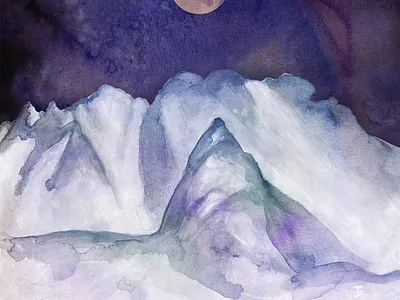Snowy Mountains art digital art watercolor
