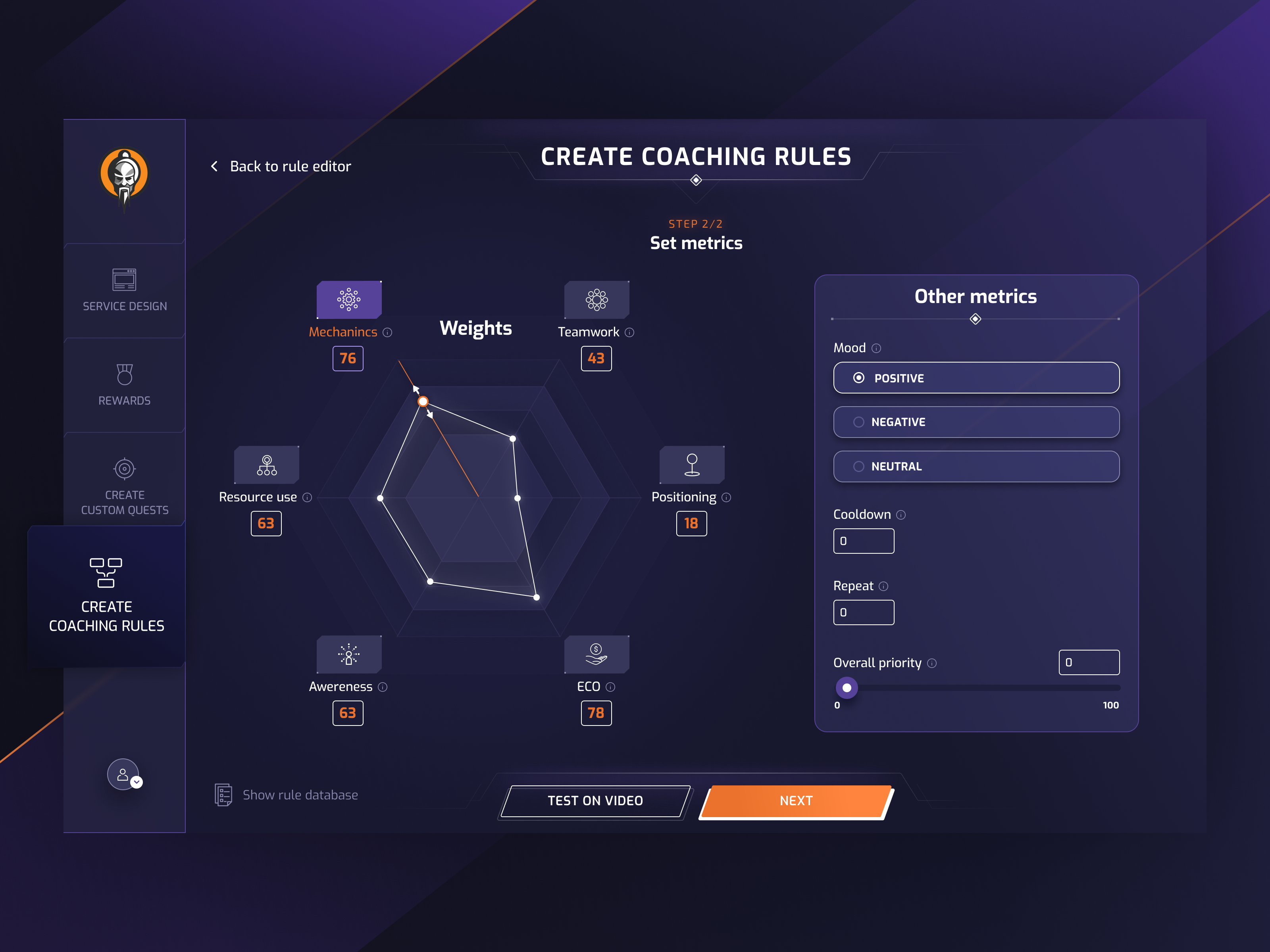 Example of UI design for an E-sport platform
