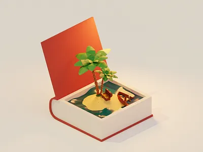 Storytime: Treasure Island 3d 3d art 3dillustration blender blender3d book illustration isometric illustration isometry lowpoly lowpolyart palmtree treasure chest treasure island