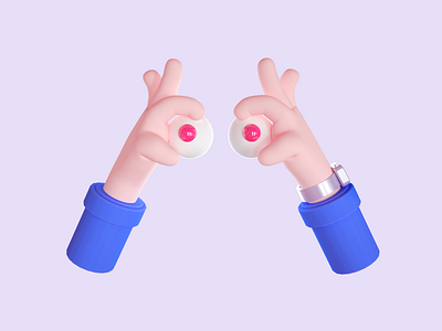 let me see 3d c4d eyes hands illustration