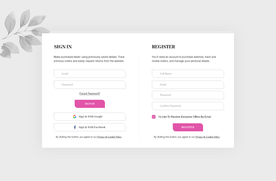 Sign in - Register Form design interaction interface landing landing page ui ux web website