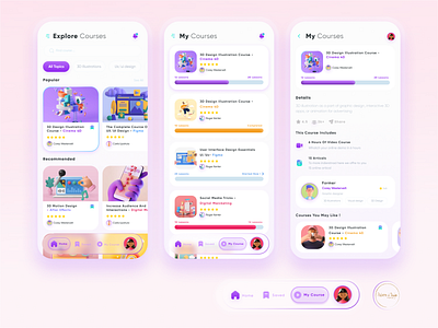 Online Design course app 3d aftereffects app design cinema4d courses design education app figmadesign gradient illustration saved ui ux