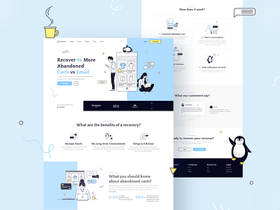 Web app for recovering abandoned carts clean creative design hero home illustration interface landing page modern pattern ui ux web webiste