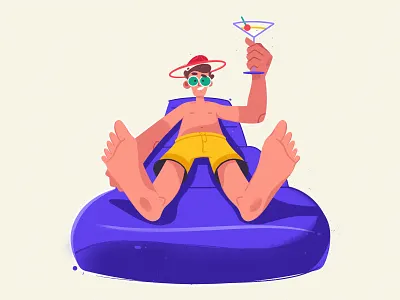 Weekend art cartoon character flat funny illustration illustrator procreate summer swimming pool vector weekend