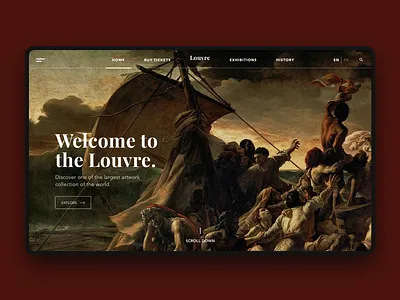Museum website UI #1 art branding header landing landing page louvre museum photography ui web website