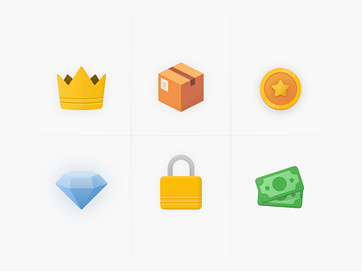 Empty states illustrations cardboard cash coin crown diamond dollar empty empty state empty states explorations feature icons illustration illustrations lock locked money premium vector