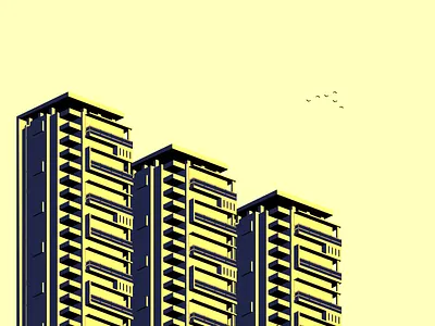 Minimal Buildings 2 colors blender blender3d building color palette design minimal