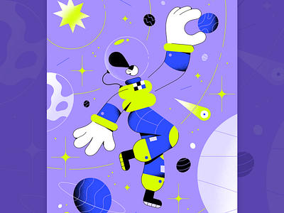 ✨ Touching The Universe ✨ astronaut character characterillustration comet illustration planet stars textures universe vector woman women