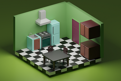 Low poly kitchen 3d art 3d artist 3d illustration 3d modeling blender blender3d design illustration low poly lowpoly