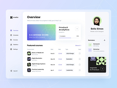 Learning platform - Web app arounda cards classes courses dashboard design system e learning edtech education educational platform glass interface learning online courses platform product design ui ux web application web design