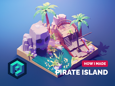 Pirate Island Tutorial 3d blender diorama illustration isometric low poly lowpoly lowpolyart pirate island pirates render tutorial