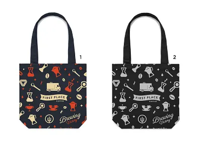 Tote Bags First Place Coffee bag beverage branding coffee design logo packaging tote