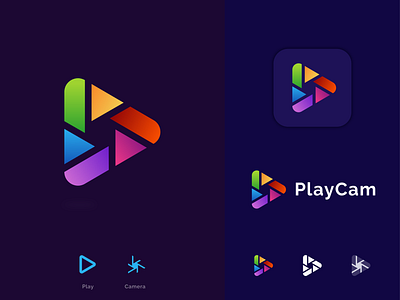 PlayCam Logo Design ( Play + Camera ) app app logo brand brand design brand identity branding camera camera logo gradient logo icon illustraion logo design logo presentation logotype modern logo play play camera play logo play store ui