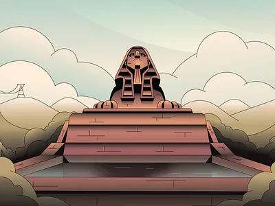 Sphinx abstract badge branding character flat gradient illustration illustrator logo minimal simple