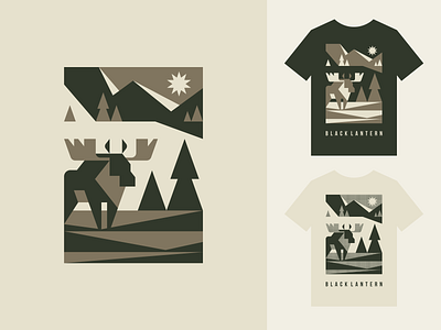 Black Lantern Illustrations Pt. 1 animal bear caribou character geometric geometric animal illustration landscape logo logotype modern logo moose mountains national park nature pine wild wildlife