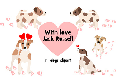 With love Jack Russell Clip Art baby clip art cute animals dog dogs hearts jack russell puppy terrier valentine vector