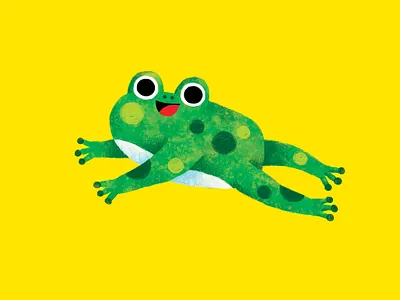 Jumping Frog Illustration character design cute drawing illustration licensing mixed media pencil watercolor