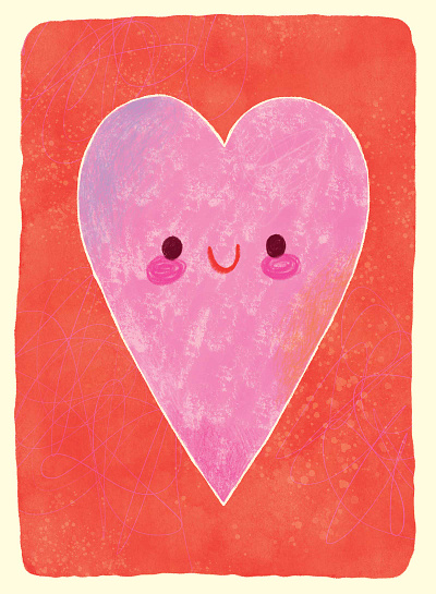 Cute Valentines Heart Illustration cute drawing greeting card heart illustration licensing mixed media pencil watercolor