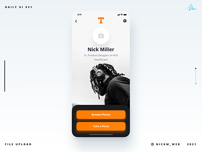 Vols App Photo Upload | Daily UI Challenge 031 (File Upload) daily daily ui daily ui 031 dailyui dailyui031 dailyuichallenge file upload football tennessee vols