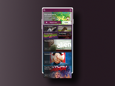 Streaming shows app - Daily UI #025 025 daily ui 025 dailyui dark colors dobe xd figma minimalistic mobile ui morphism netflix streaming streaming service tv app tv series ui ux