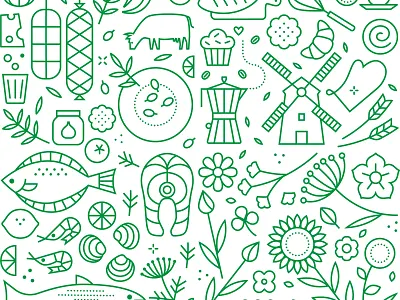 patterns for series of organic paperbags food food illustrator foodillustration icons lineart minimal pattern vector
