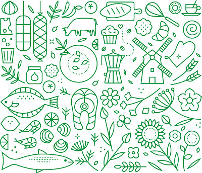 patterns for series of organic paperbags food food illustrator foodillustration icons lineart minimal pattern vector