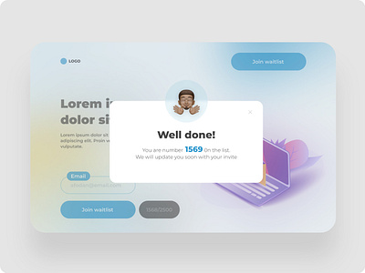 Waitlist app ui branding card clean design glassmorphism interface interfacedesign minimalist mobile app design morphism waitlist waitlistdesign waitlistui web web design webdesign website website design white