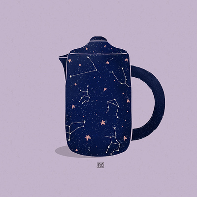 teapots collection artwork bluepalette drawing galaxies illustration procreate art shopart witchy