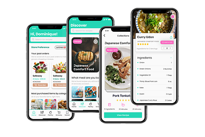 Daily Nosh Recipe Discovery App app design food app food app ui grocery app mobile recipe app ui ux