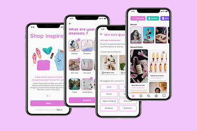 Shop Inspired, a Social Shopping App app design mobile onboarding survey shopping app social social shopping app ui ux