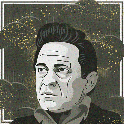 Out among the stars album cash celebrity character design country music digital gold illustration johnny cash nashville painting portrait stars tennessee texture